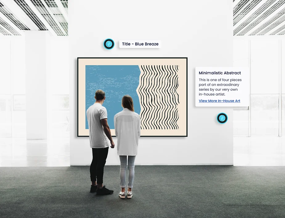 Painting in a gallery with hotspots.